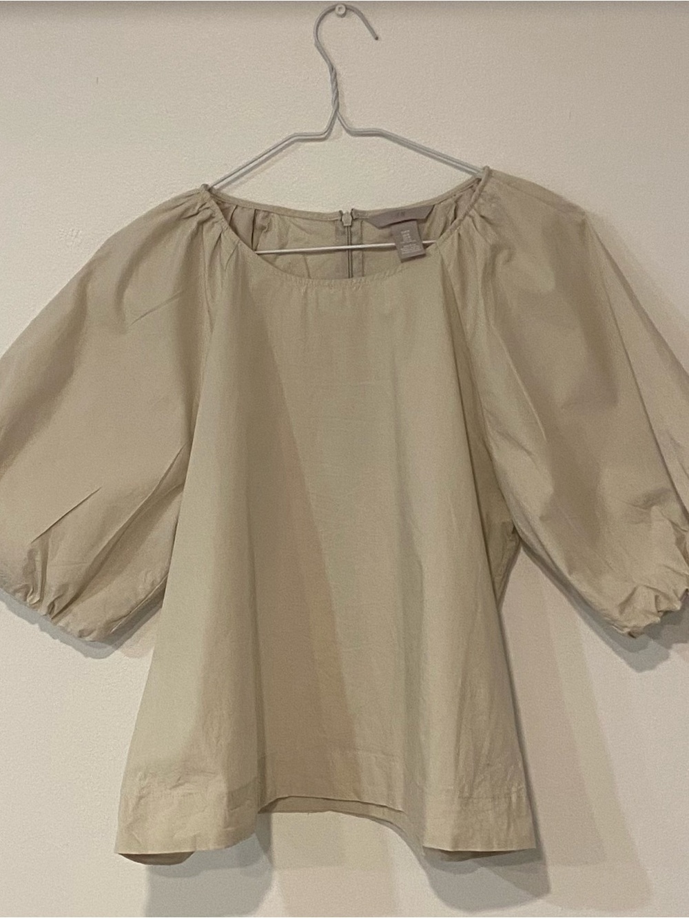 H&M Puff-Sleeved Peasant Beige Blouse